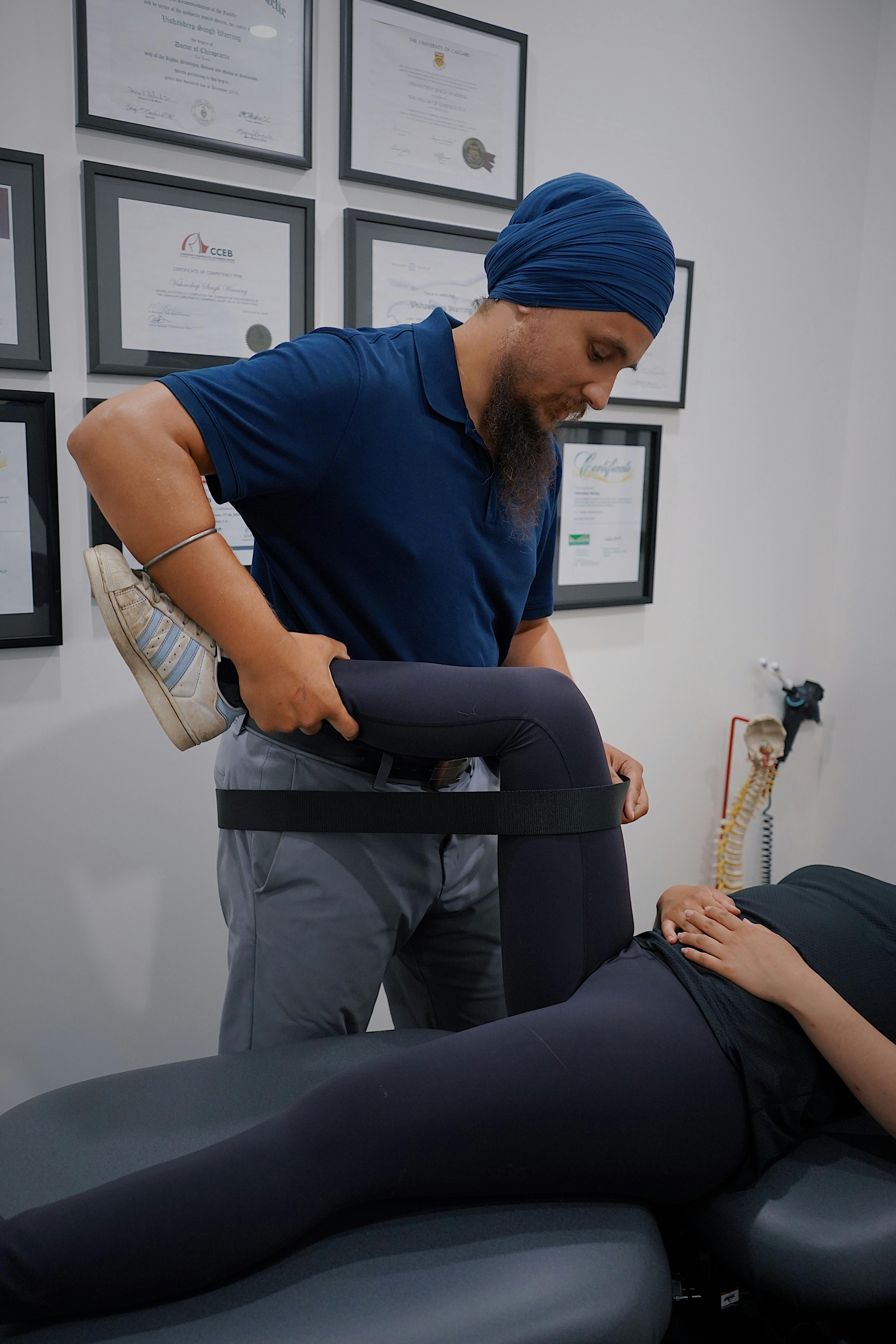 Physiotherapist working with a patient